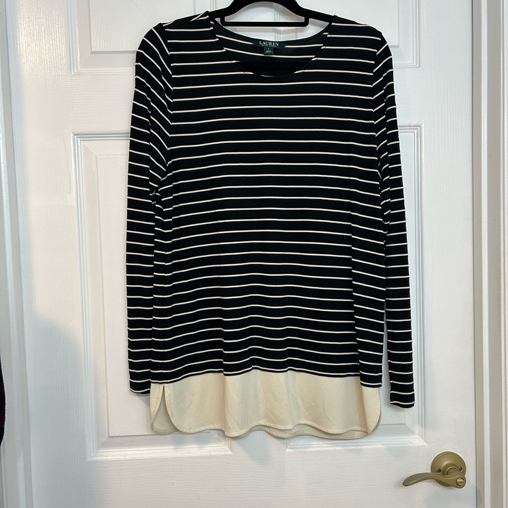 Ralph Lauren Black and Cream Striped Blouse